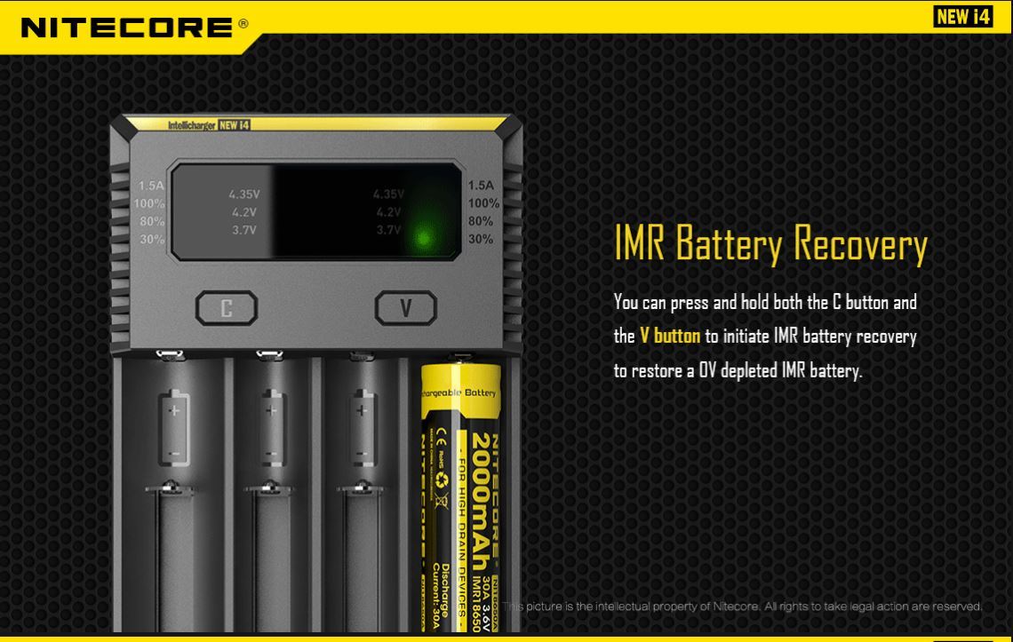 Nitecore i4 Intellicharger Universal Li-ion Ni-MH Ni-Cd Battery Charger 1.5v 3.7