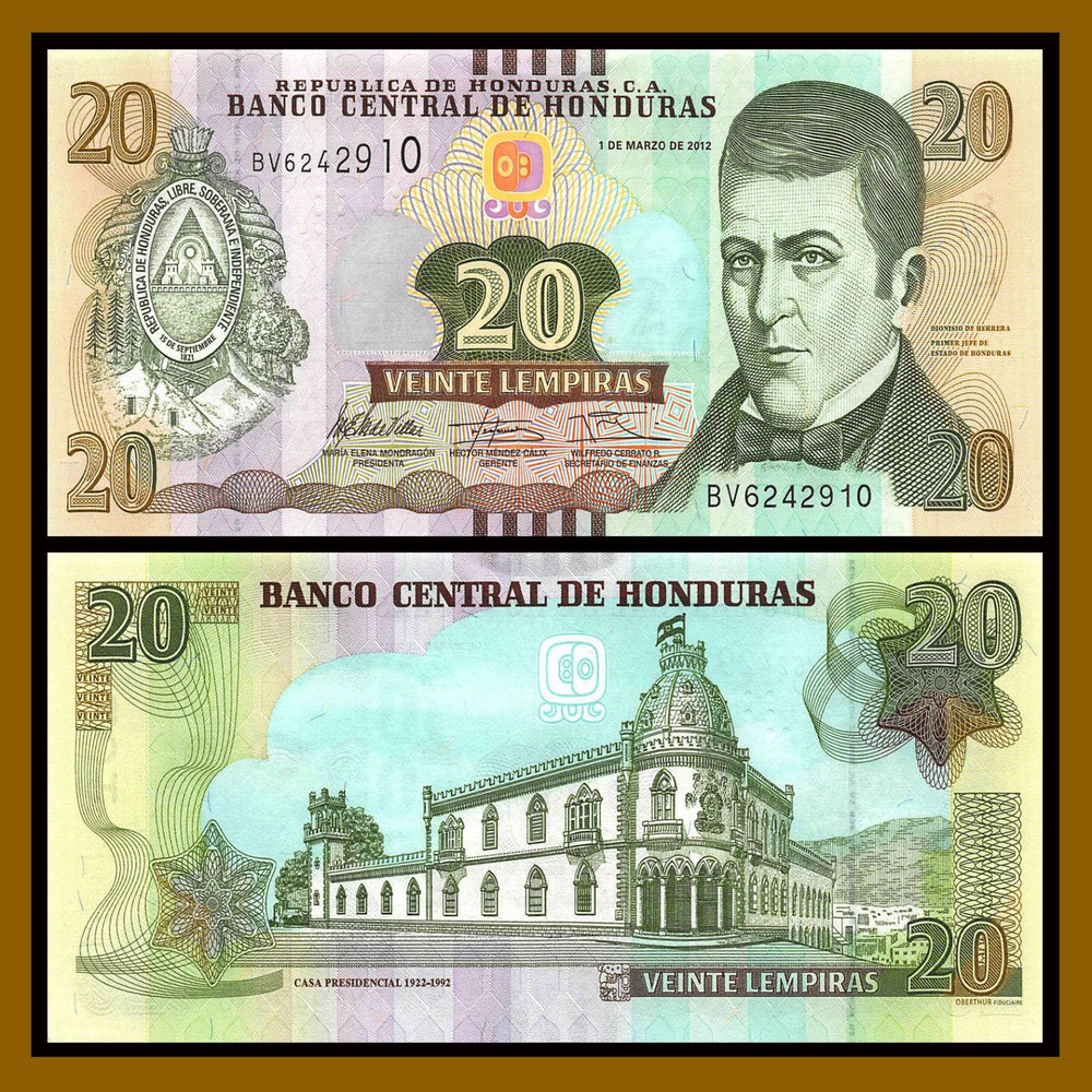 Honduras 20 Lempiras, 2012 P-100 Unc