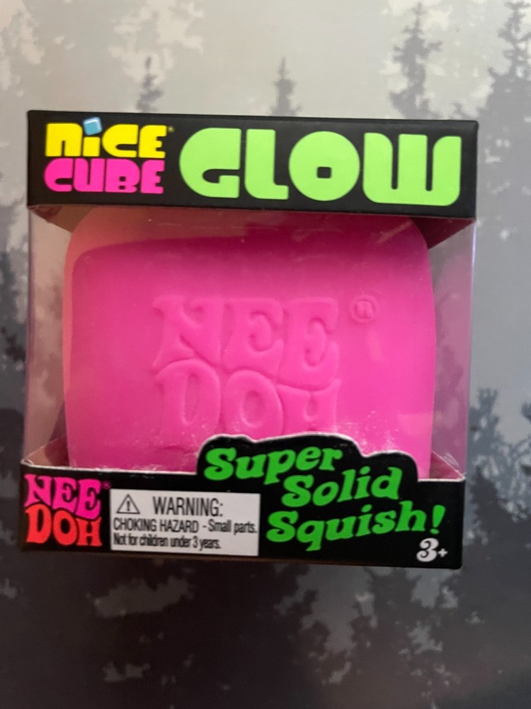 NEW - Needoh Nice Cube Glow ( PINK ) Sensory Squeeze Toy. SUPER SOLID SQUISH.