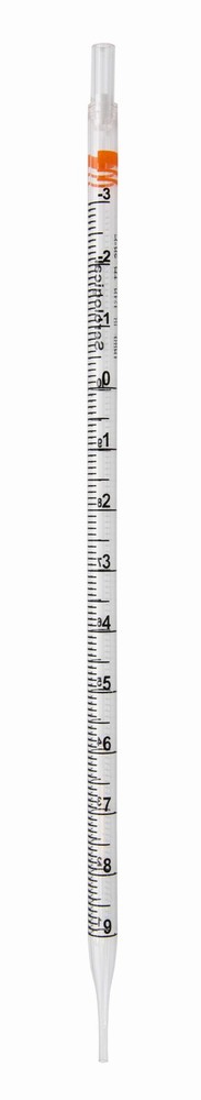 Pipette Serological, 10ml Capacity by 0.1ml, Plastic, Sterile, Color Coded. Pack