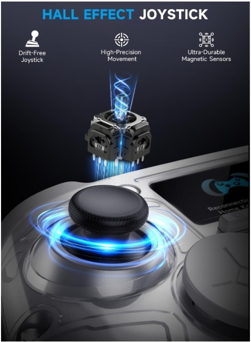 AOC Wireless Game Controller Hall Effect for Switch 2/PC/iOS/Android BLACK