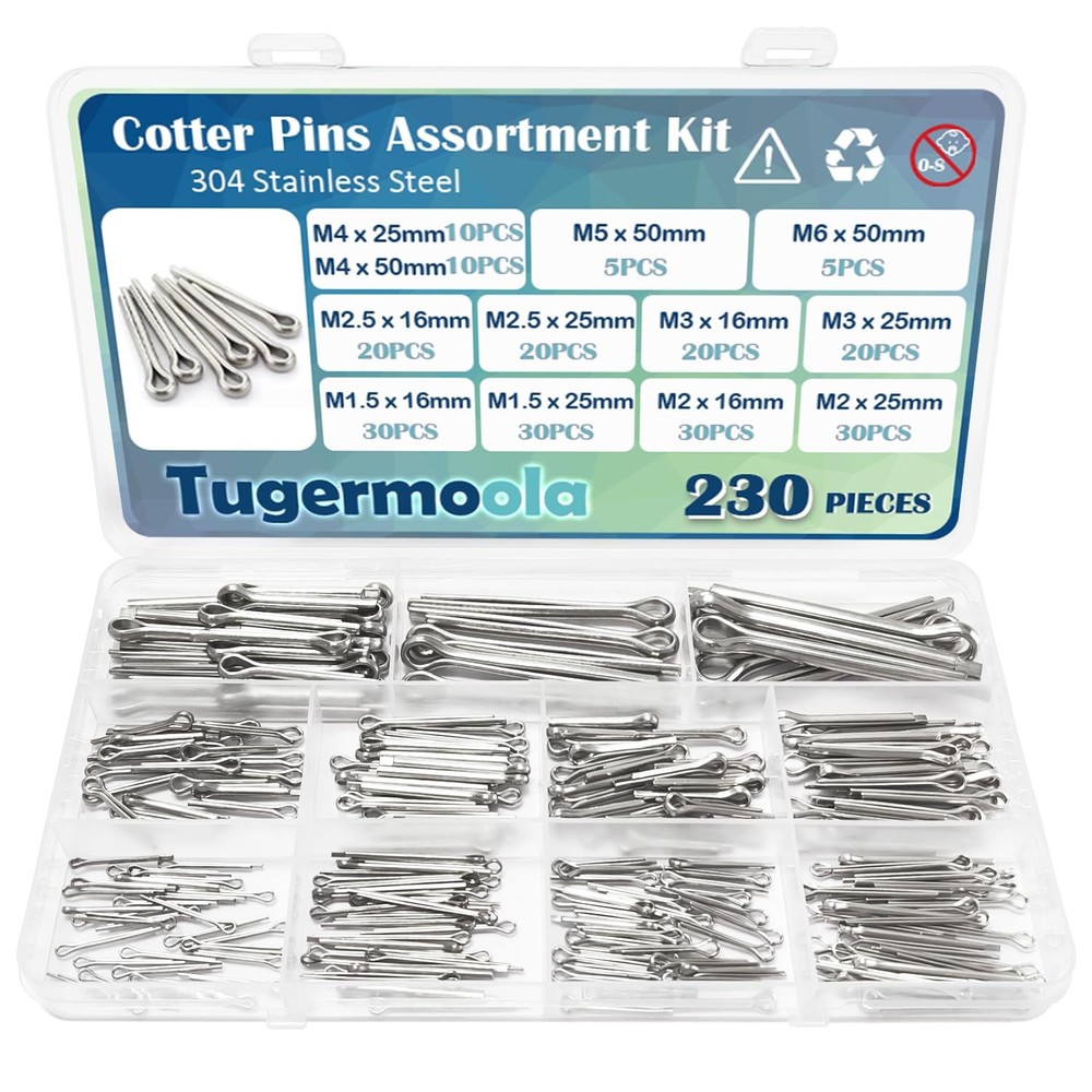 Stainless Split Pins Cotter Kit [230PCS]
