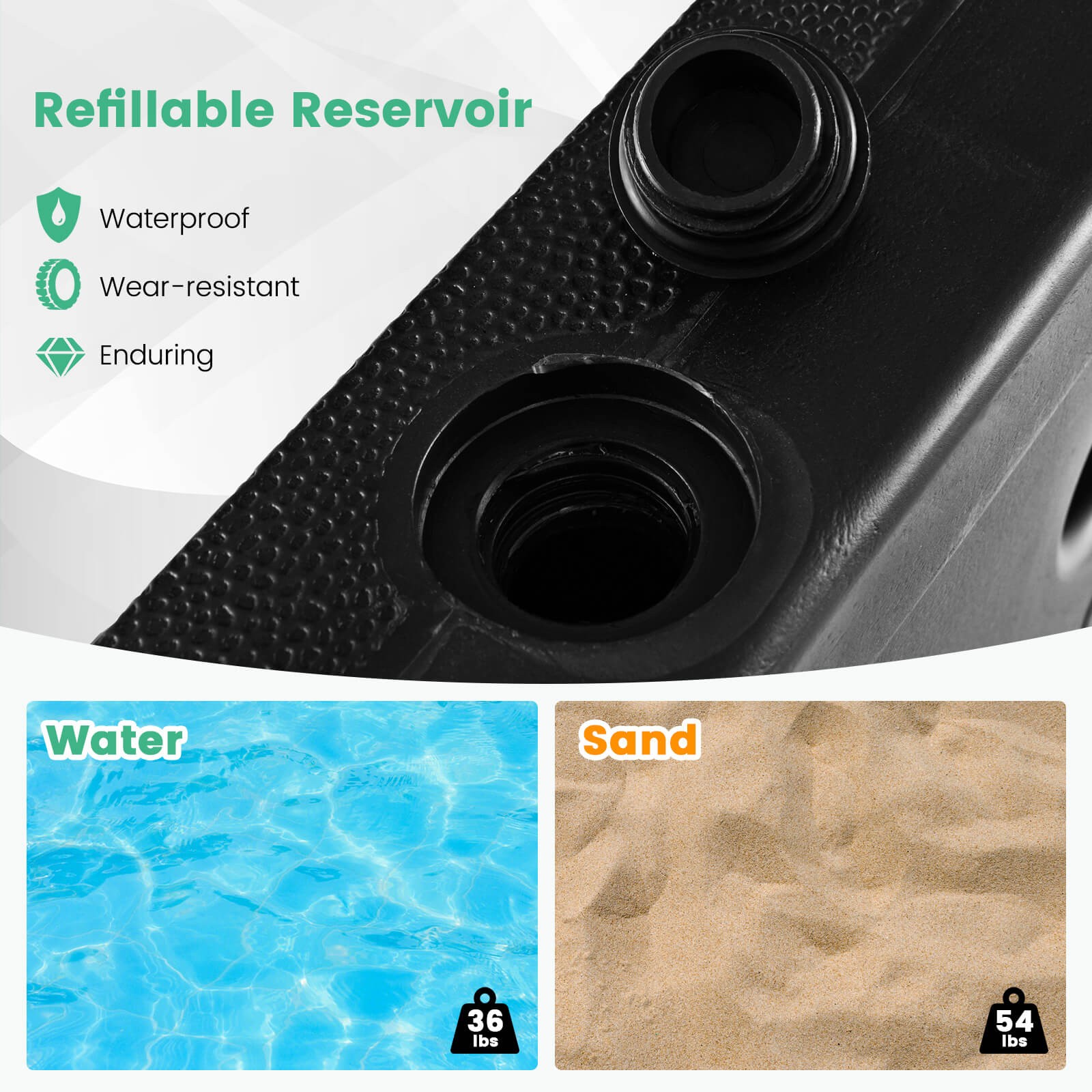 Patio Umbrella Base w/4 Universal Wheels 2 Receivers Square Pole Stand Outdoor