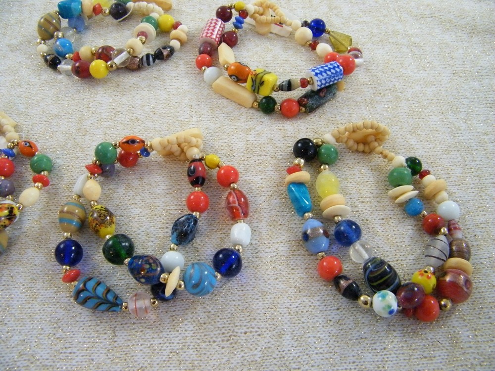(5) ENCORE 2-STRAND, VARYING BEAD ~ 7" BRACELETS