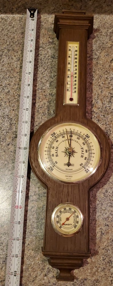 Vintage Springfield Plastic 20" Millibars Humidity Barometer (B2)