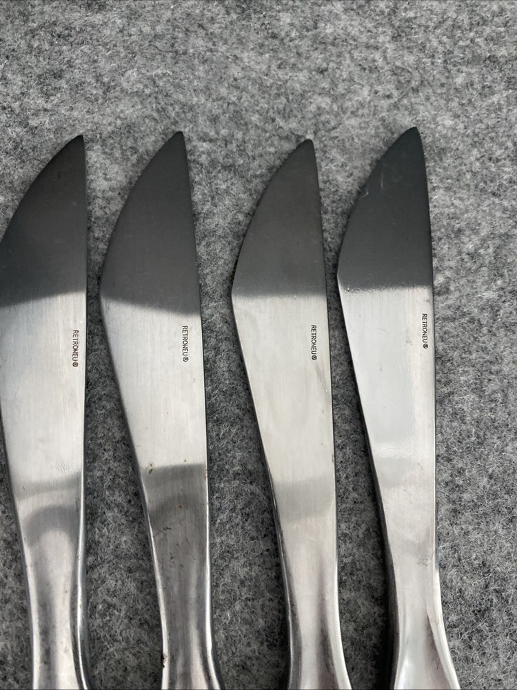 4 Retroneu 18/10 Stainless SILHOUETTE Flatware Modern Solid Knives