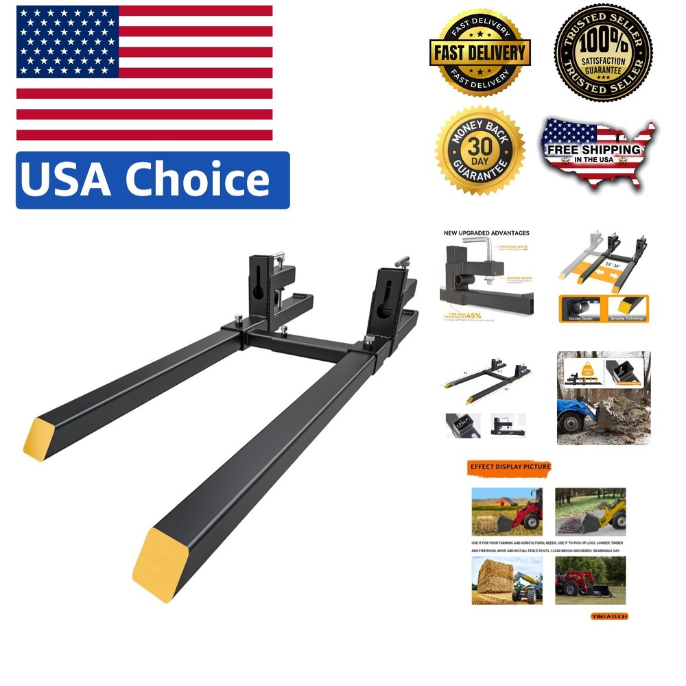 Versatile 60” Clamp-On Pallet Forks for Safe and Efficient Material Handling
