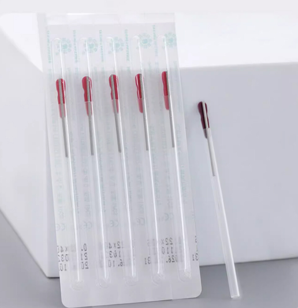 Single Use Acupuncture Spring Handle Needles with guide tube 100/Box 0.16~0.40mm