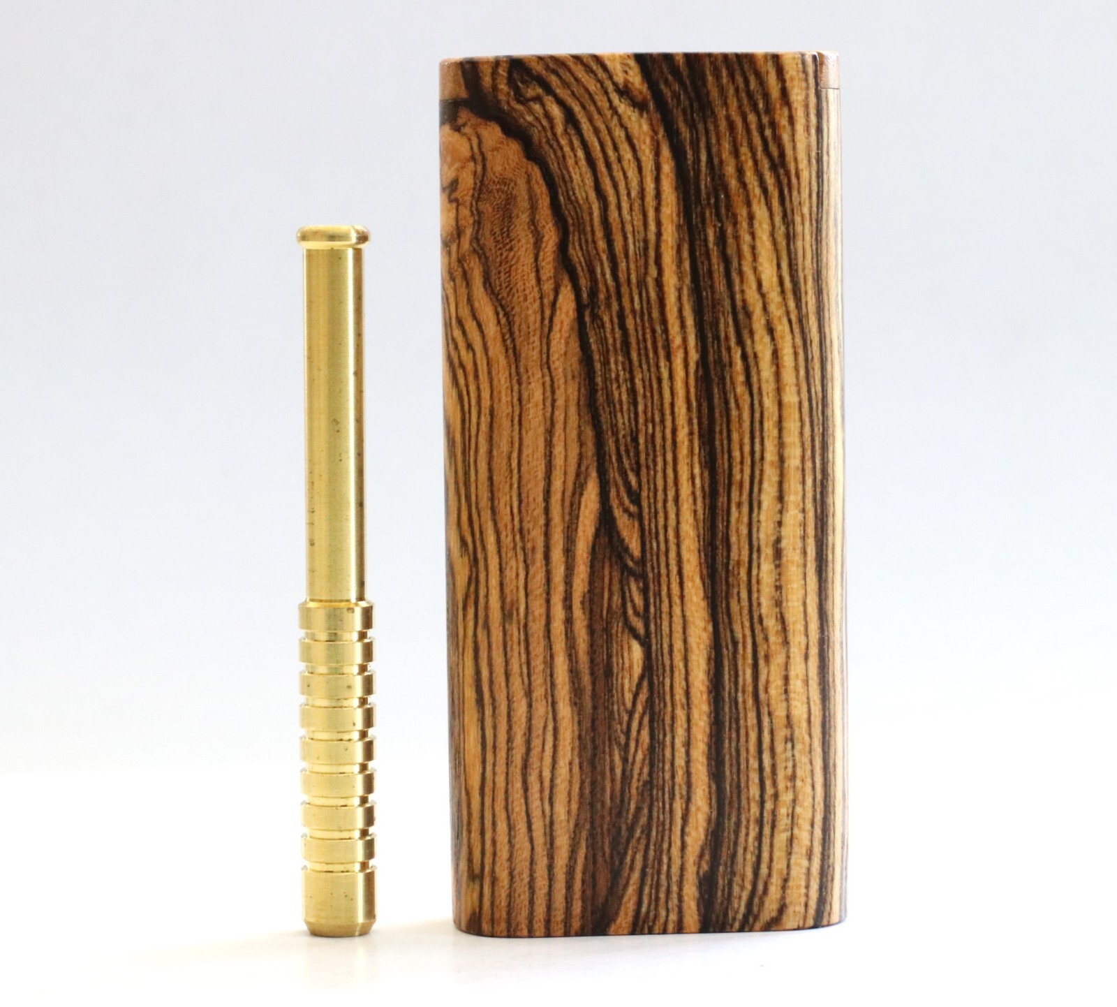 Bocote Wood Dugout with One Hitter- 4" Dugout-Slider Lid-Ribbed Brass Pipe