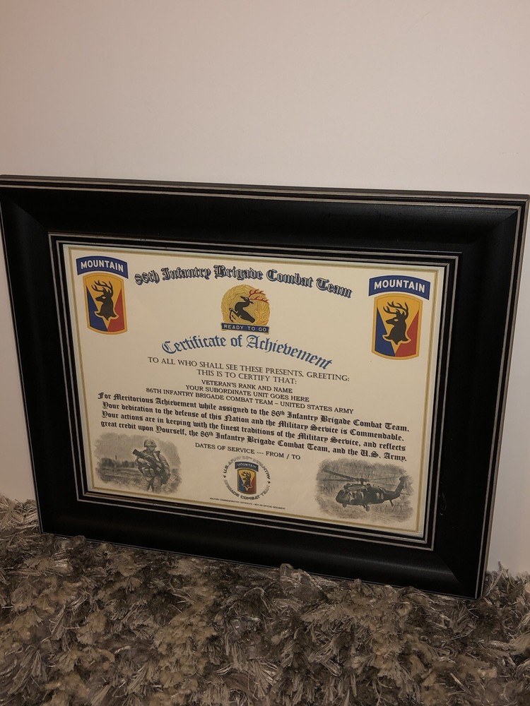 86TH INFANTRY BRIGADE COMBAT TEAM - COA / (COMMEMORATIVE CERTIFICATE)