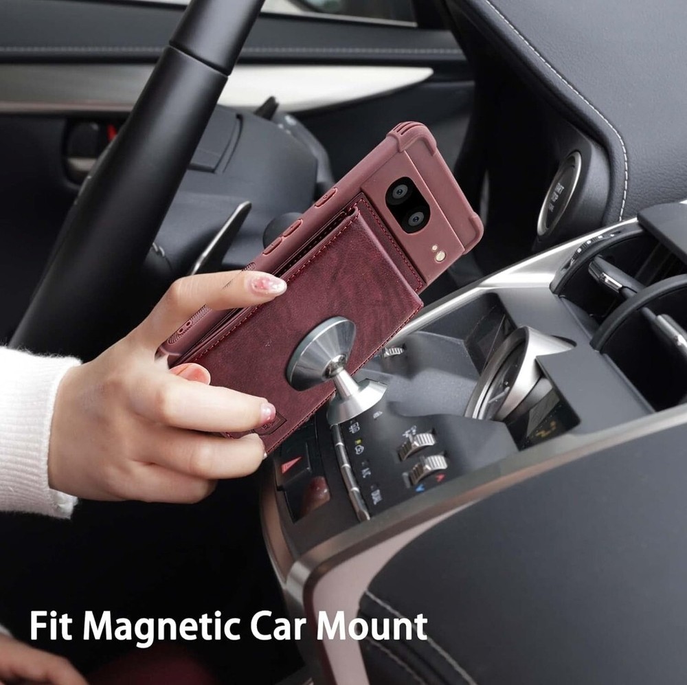 VANAVAGY Wallet Case for Google Pixel 7A Purple Leather