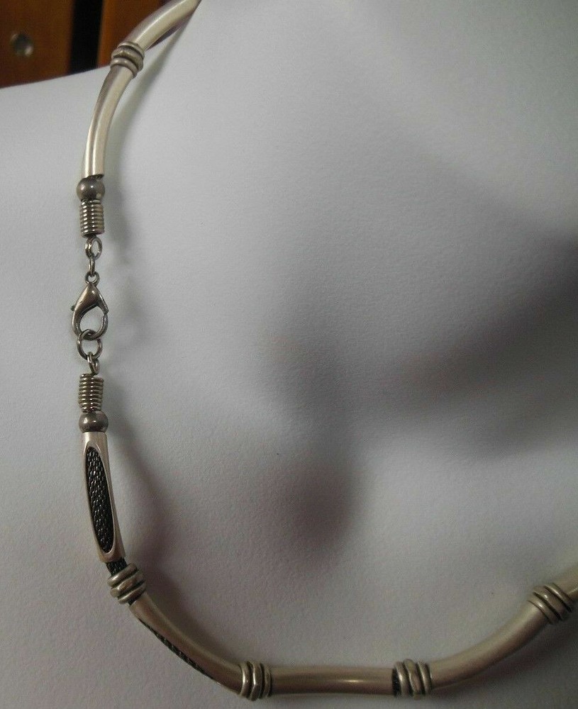 Silver-Tone Bead Choker Necklace W/ Screen/Wire Mesh Inside Each Bead