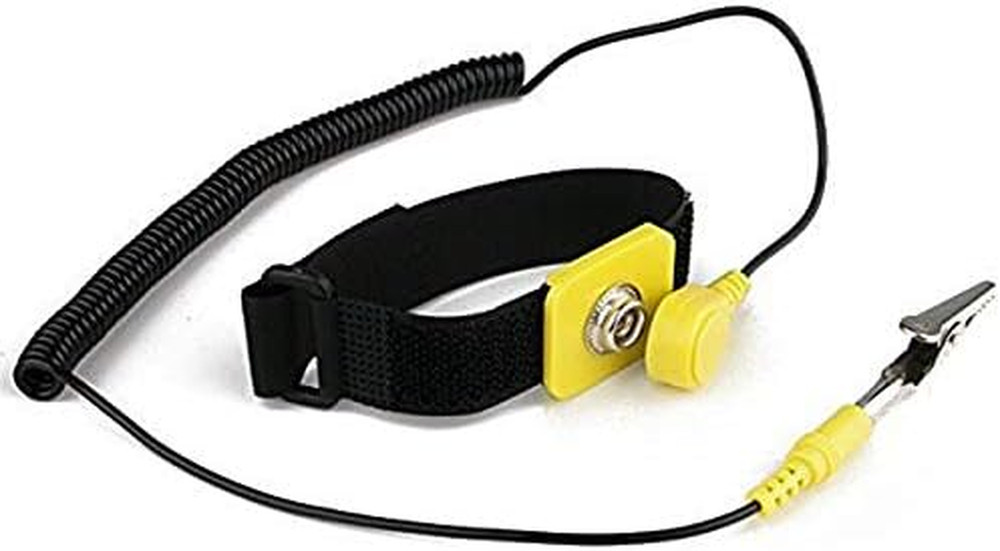 Anti-Static Adjustable Grounding Wrist Strap Components Black, Yellow