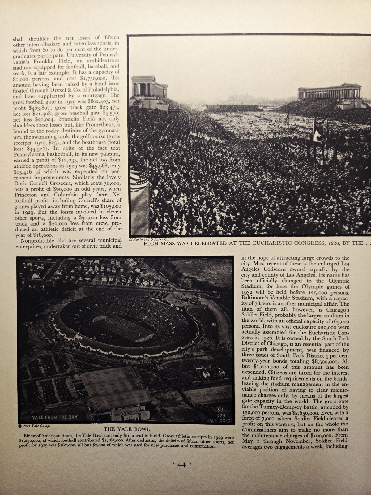 1930 American Stadia Magazine Article - Hollywood Yale Rose Bowl Soldier Field