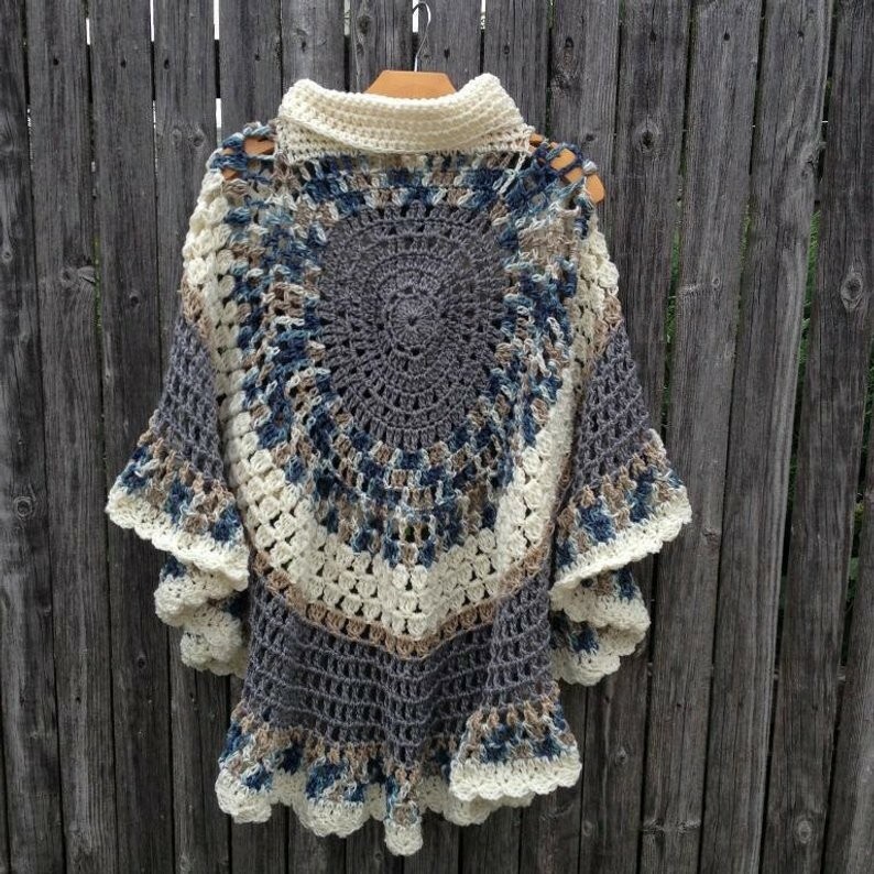  Circular Asymmetric Long Poncho Shawl Crochet IS A PRINTED PATTERN 