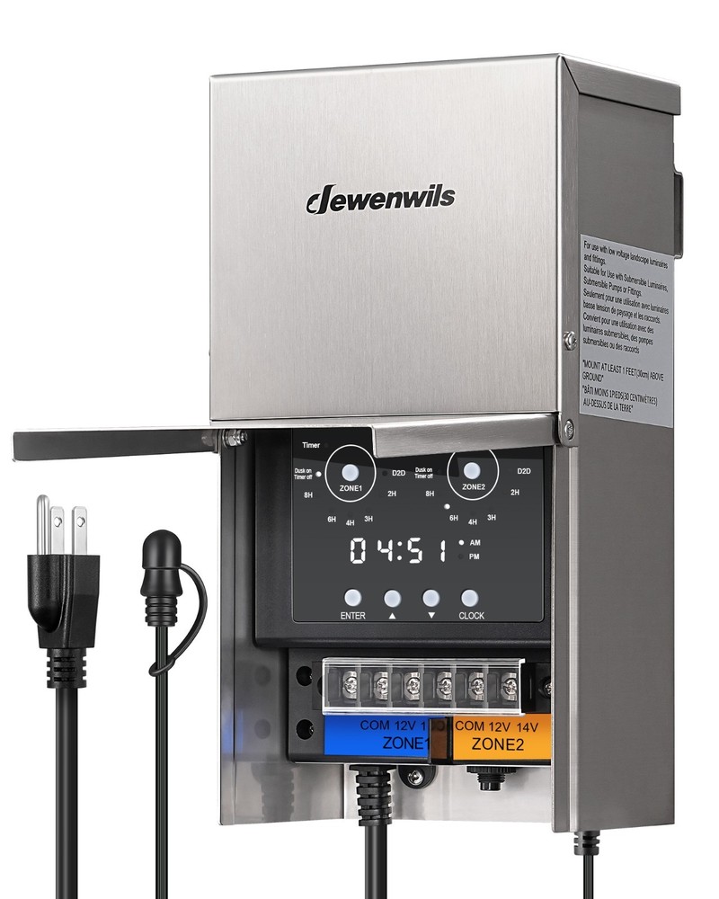 DEWENWILS 200W Low Voltage Landscape Transformer with Photocell Timer Multi-Zone