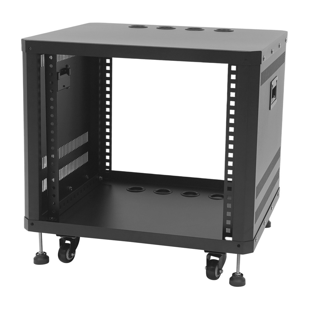 Black Server Rack Open Cabinet 9u Network & Stereo Rack With Caster Wheels