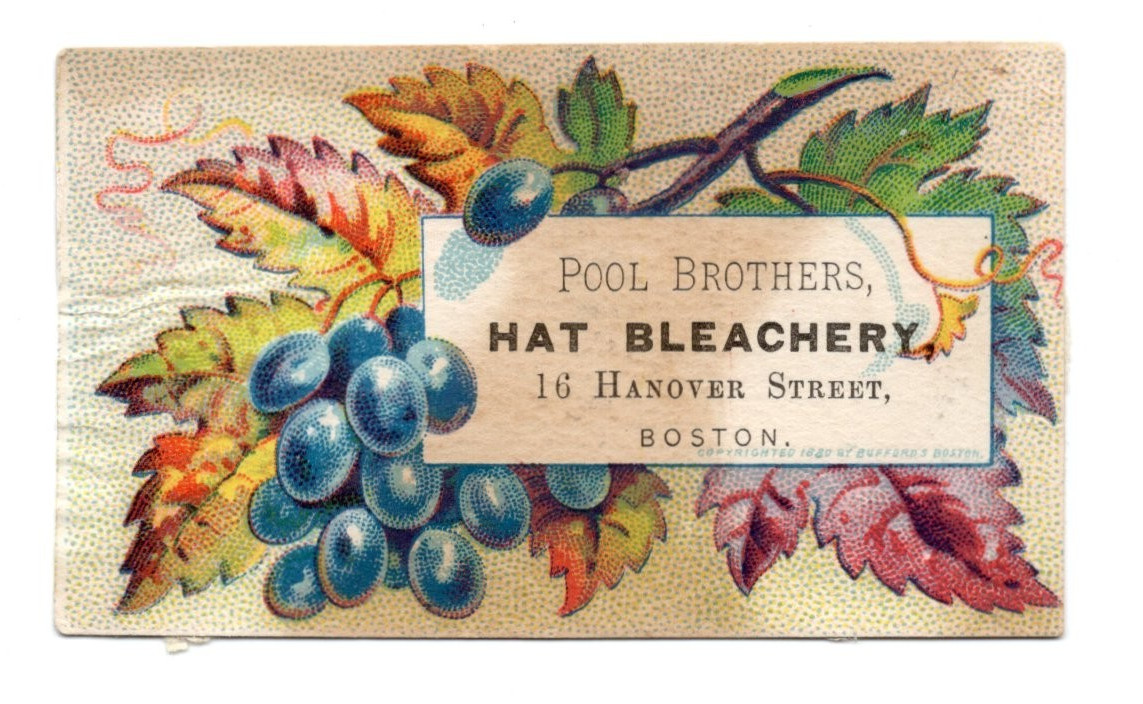 1880-90s - Pool Brothers Hat Bleachery 16 Hanover St Boston MA Card - XL2B