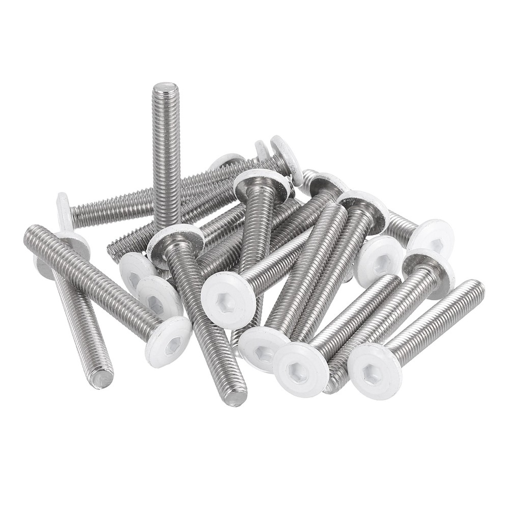 20 Pcs M5-0.8 x 35mm Button Head Hex Socket Head Screws, White