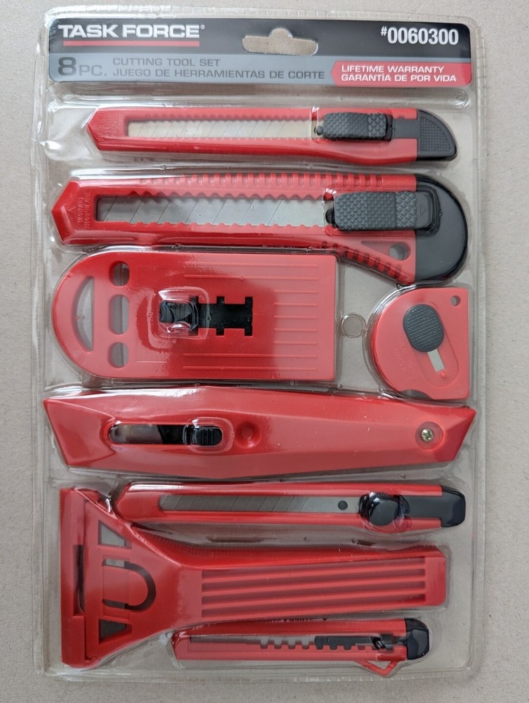 TASK FORCE Cutting Tool Set 8 Piece - Red Blade Tools BRAND NEW # 0060300