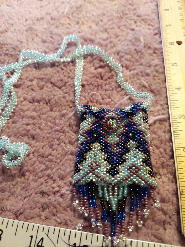 Native Patterned Beaded Neck Pouch
