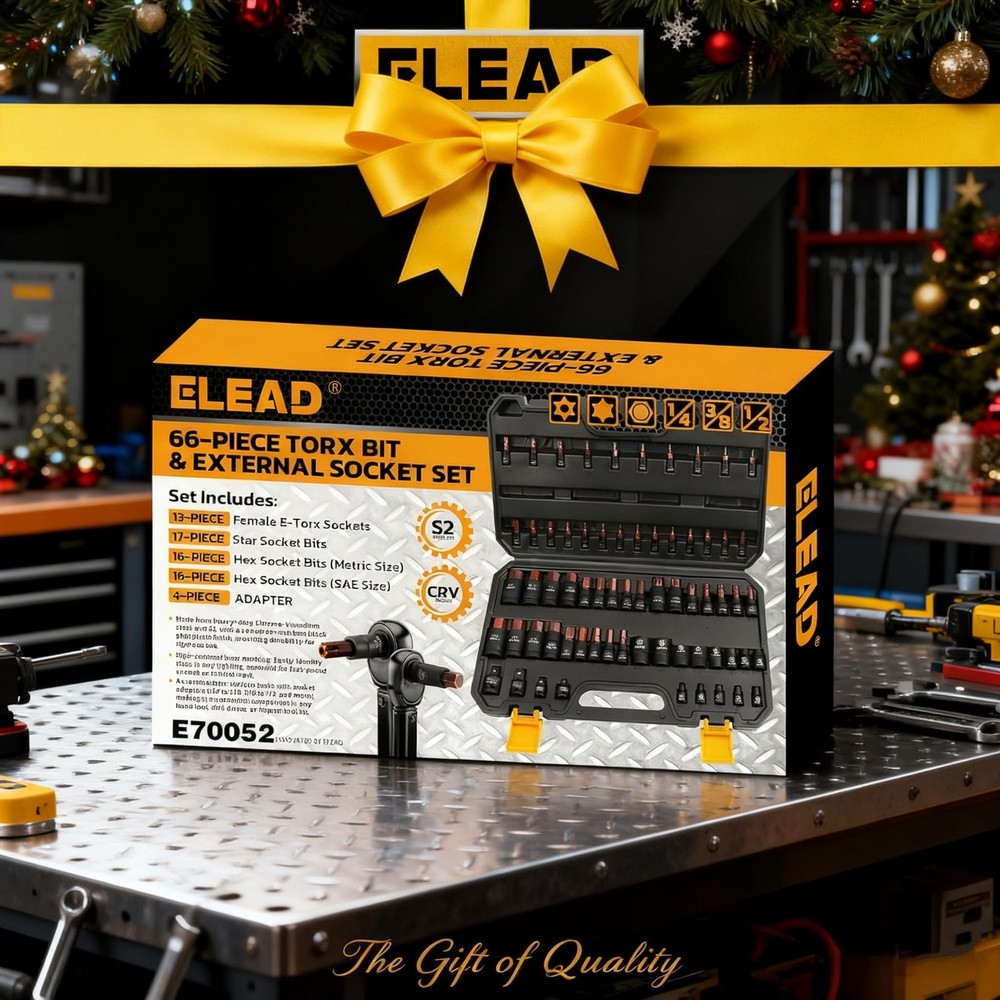 ELEAD 66PC Torx Bit Socket Set T6-T70 E4-E24 SAE Metric Hex CRV S2 Kit