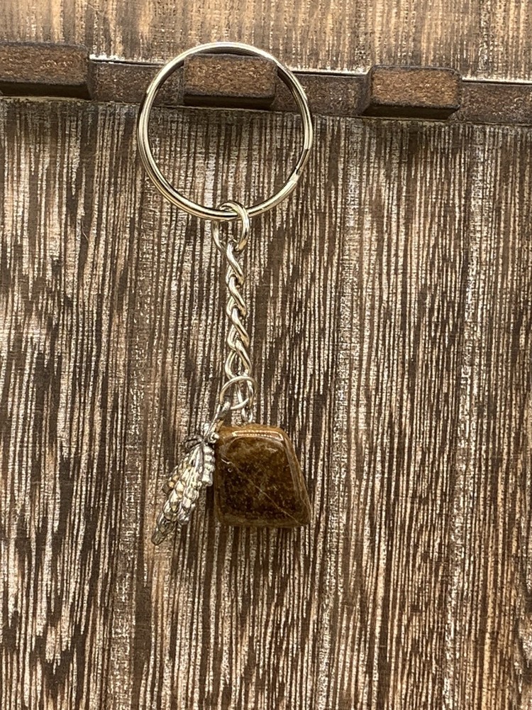 Tiger’s Eye Crystal & Pot Leaf Keychain