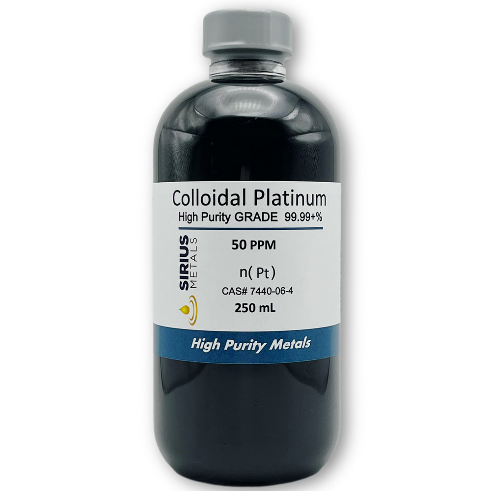 True Colloidal Platinum NanoParticles (PtNPs): 50 ppm - 250 mL in Plastic