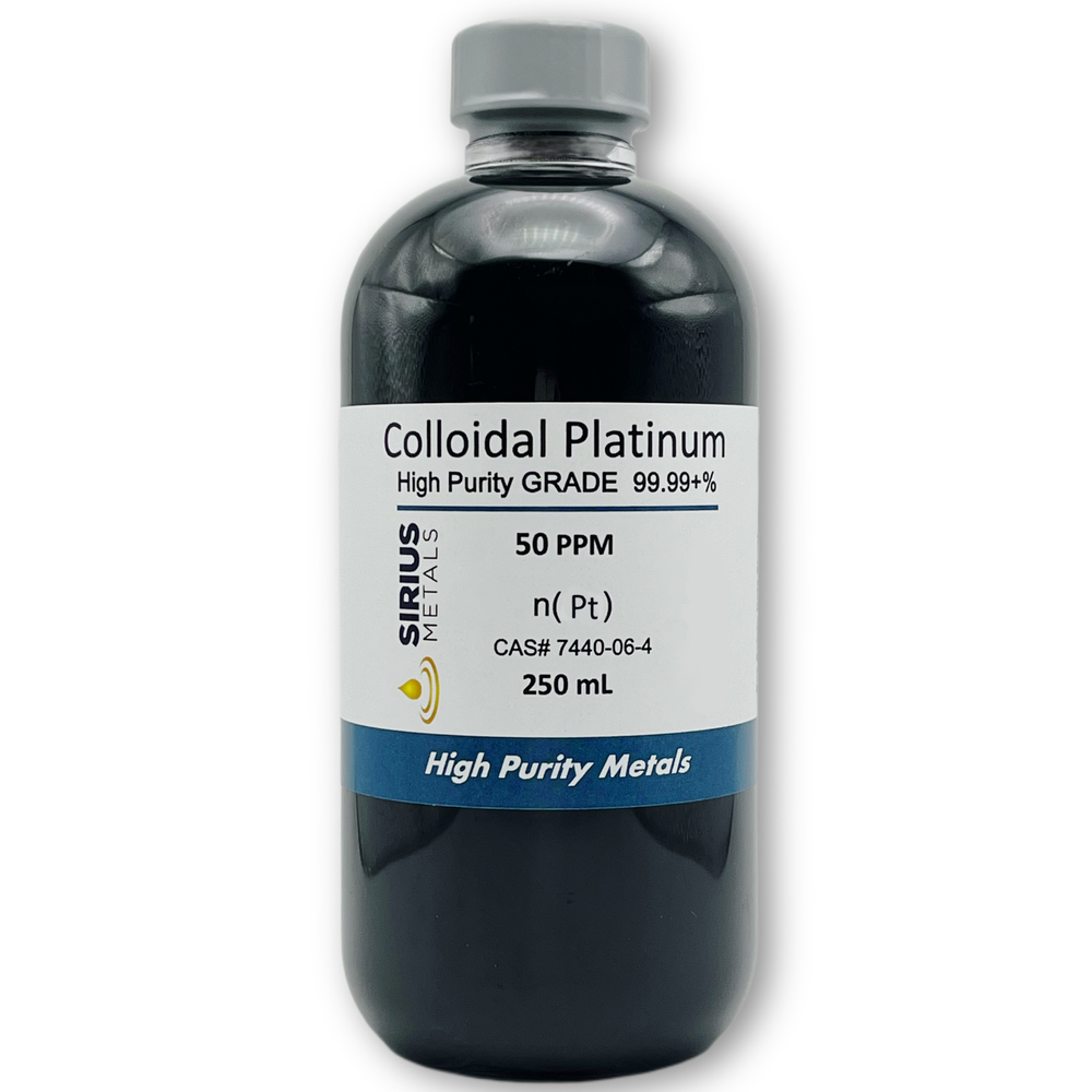 True Colloidal Platinum NanoParticles (PtNPs): 50 ppm - 250 mL in Plastic