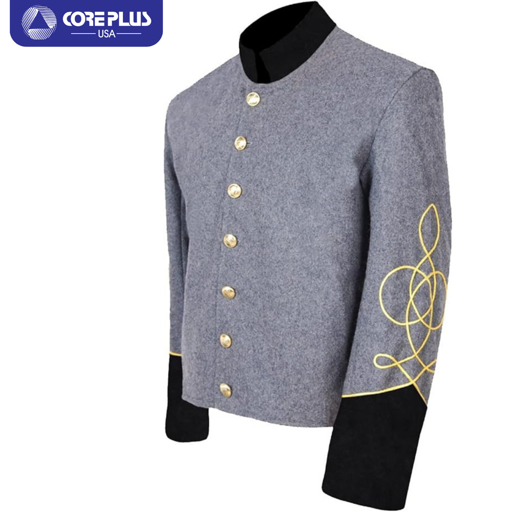 Civil War Lt's Grey Wool Shell Jacket - 1 Gold Braid, Single Breasted