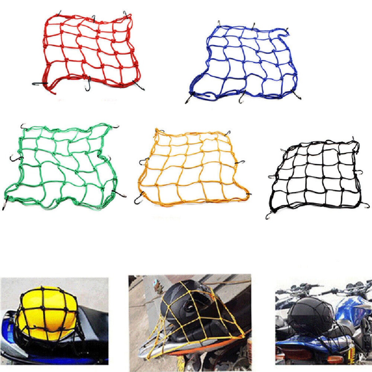 Motorcycle Cargo Net High Elastic Helmet Storage Luggage Bungee Net for Bike ATV