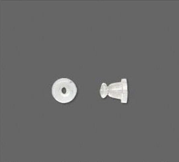 Earnut, 144 Clear Rubber Hypo-Allergenic 6x5mm Medium Earring Back *