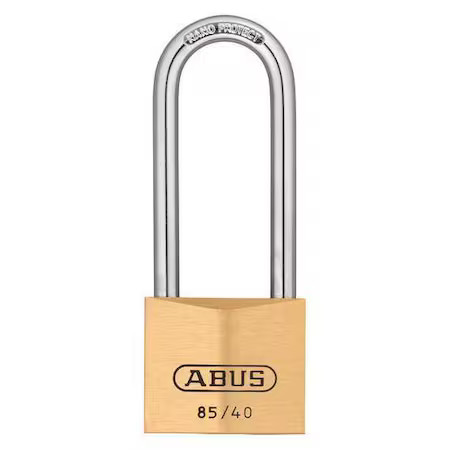 Abus 85Hb/40 Mk Kd Padlock, Master Keyed, Long Shackle, Rectangular Brass Body,