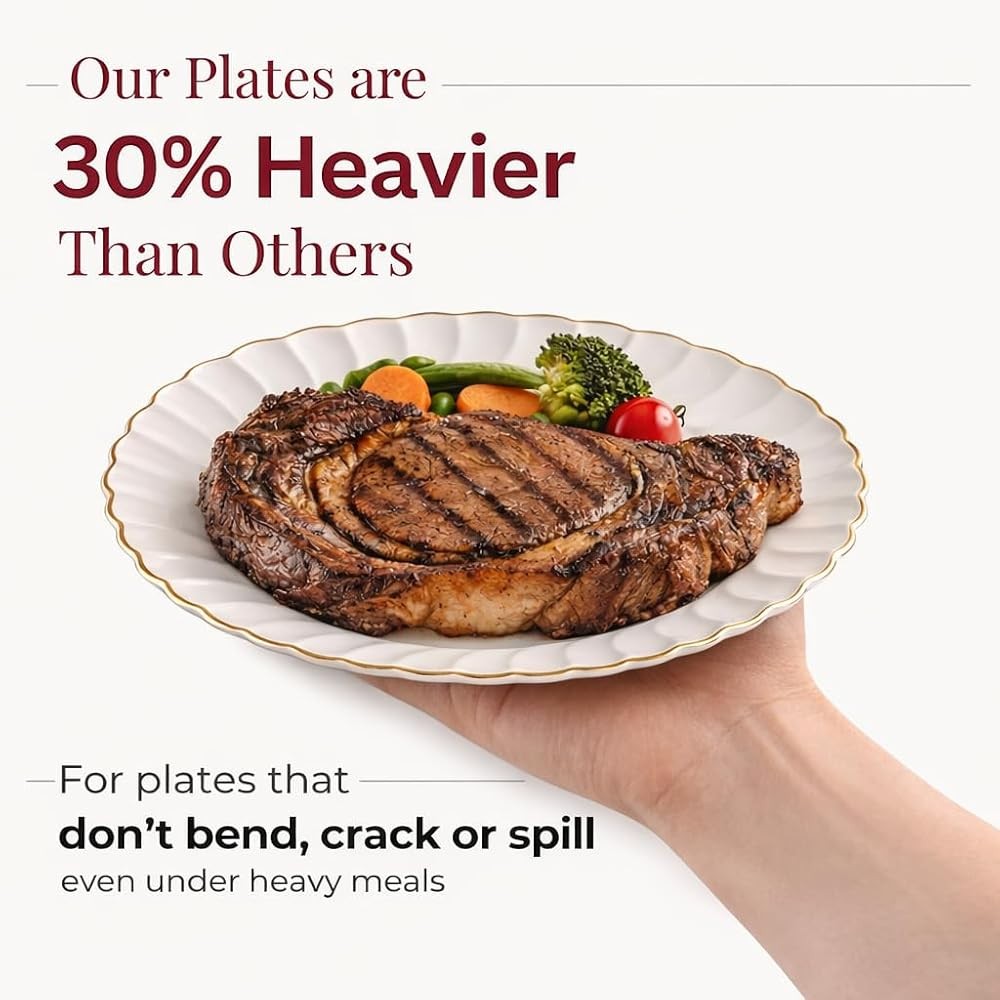 HEAVYWEIGHT 175 Pc Fancy Plastic Dinnerware Sets | Ivory