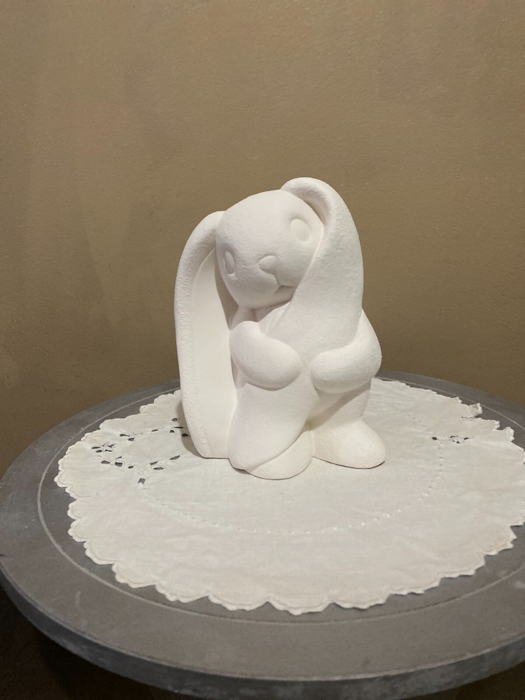 Bunny Lop Ear 5" Tall Rabbit Easter Ceramic Bisque Ready to Paint
