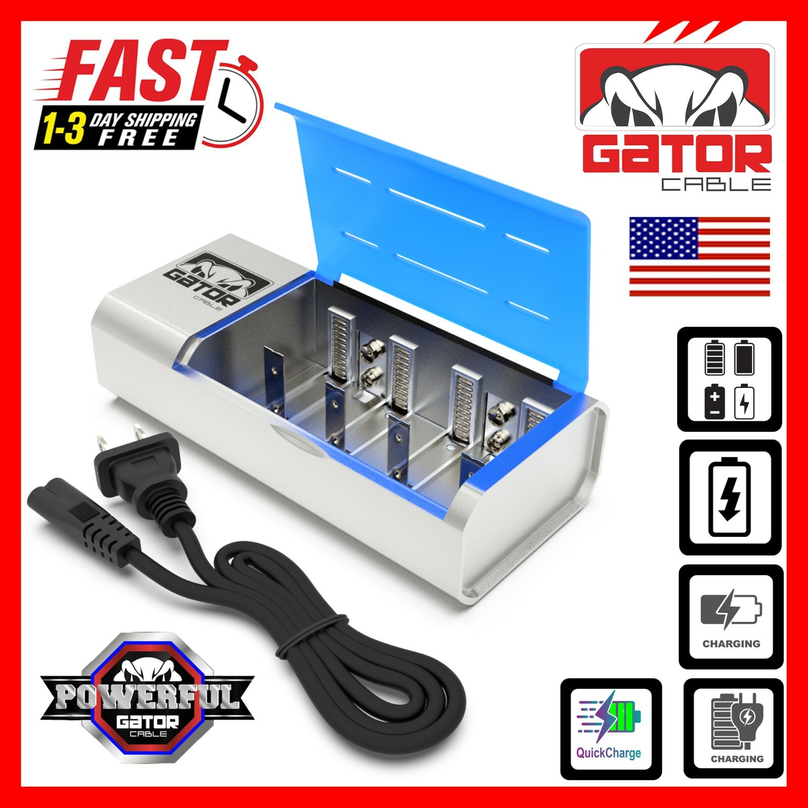 Rechargeable Batteries Charger Universal For AA AAA C D 9V Ni-MH Ni-CD Battery