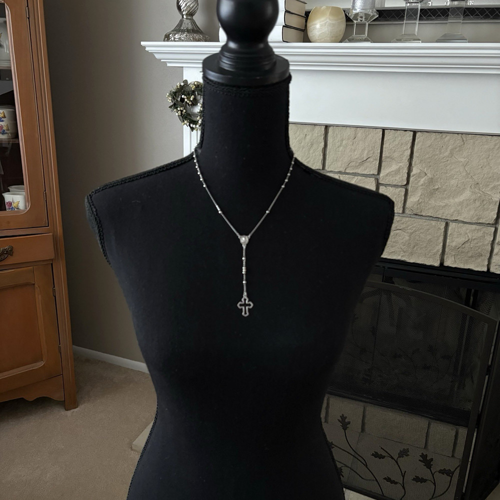 ATI Mexico 925 Sterling Silver Rosary Necklace 12" Guadalupe Medal