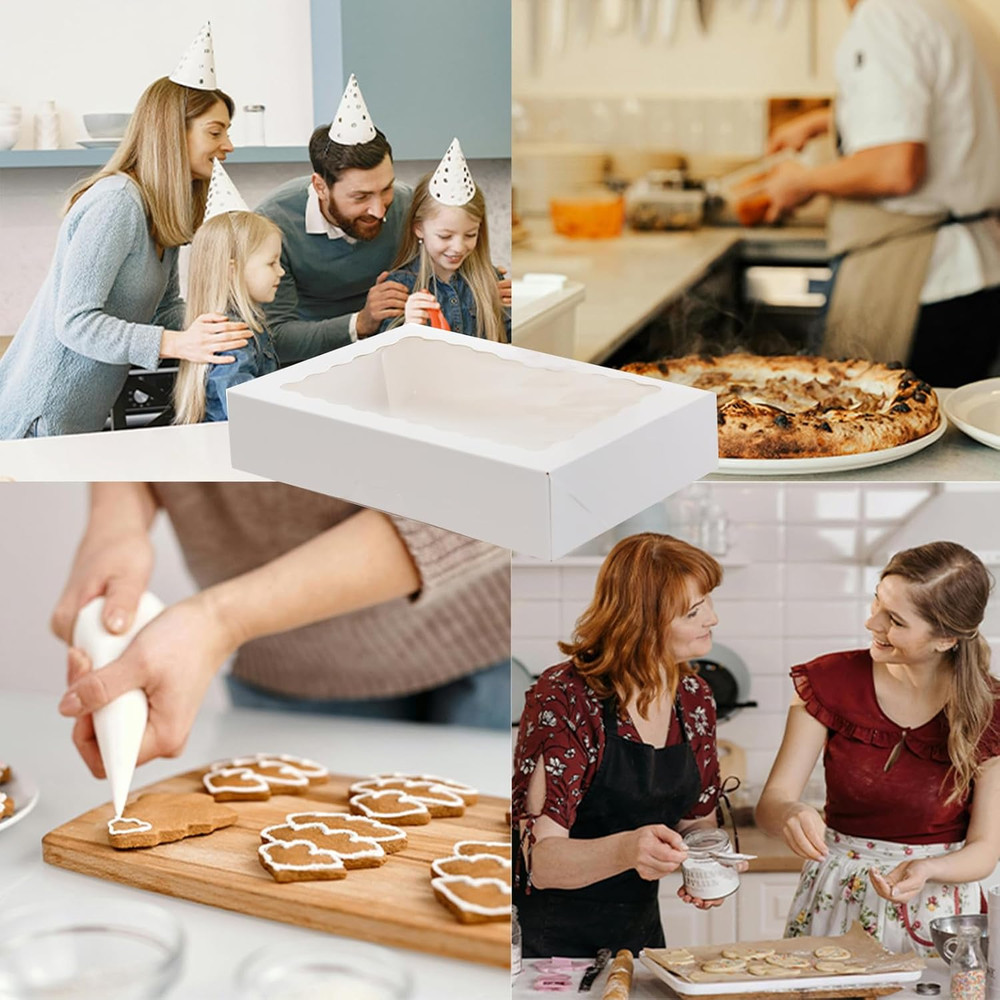 20-Pack Auto-Pop Baking Boxes Large Size 12 X8 X2.5 White Cookie Window Ideal