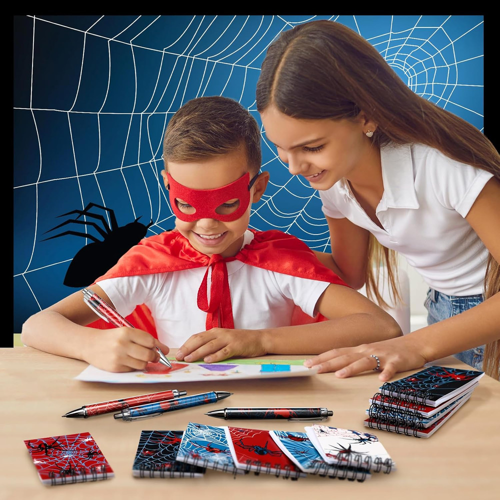 48 Pcs Spider Party Decorations Include 24 Pcs Spider Spiral Notepads Mini Noteb
