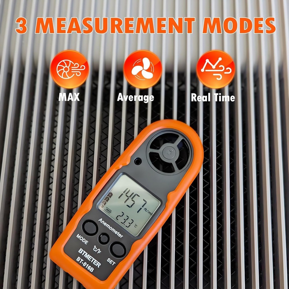 Split Handheld Anemometer Digital Wind Speed CFM Meter Gauge 14-140℉ LED