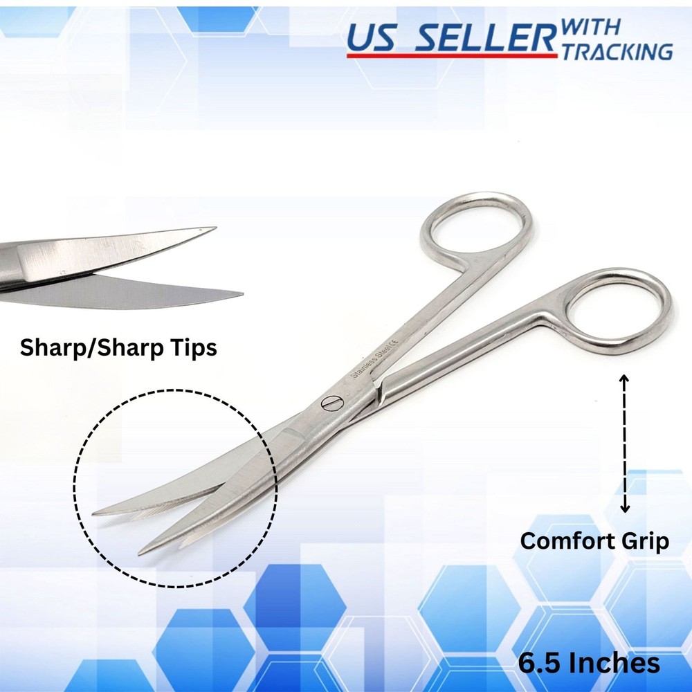 STAINLESS STEEL OPERATING SCISSORS SHARP /SHARP 6.5" CURVED SURGICAL INSTRUMENT