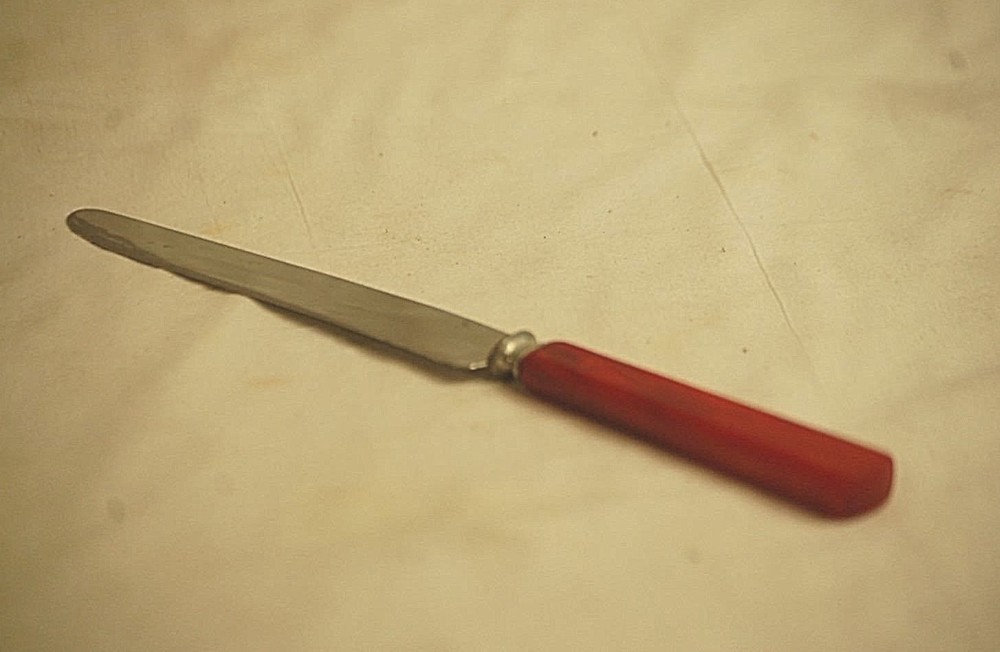Art Deco Landers Stainless Flatware Knife Red Bakelite Handle