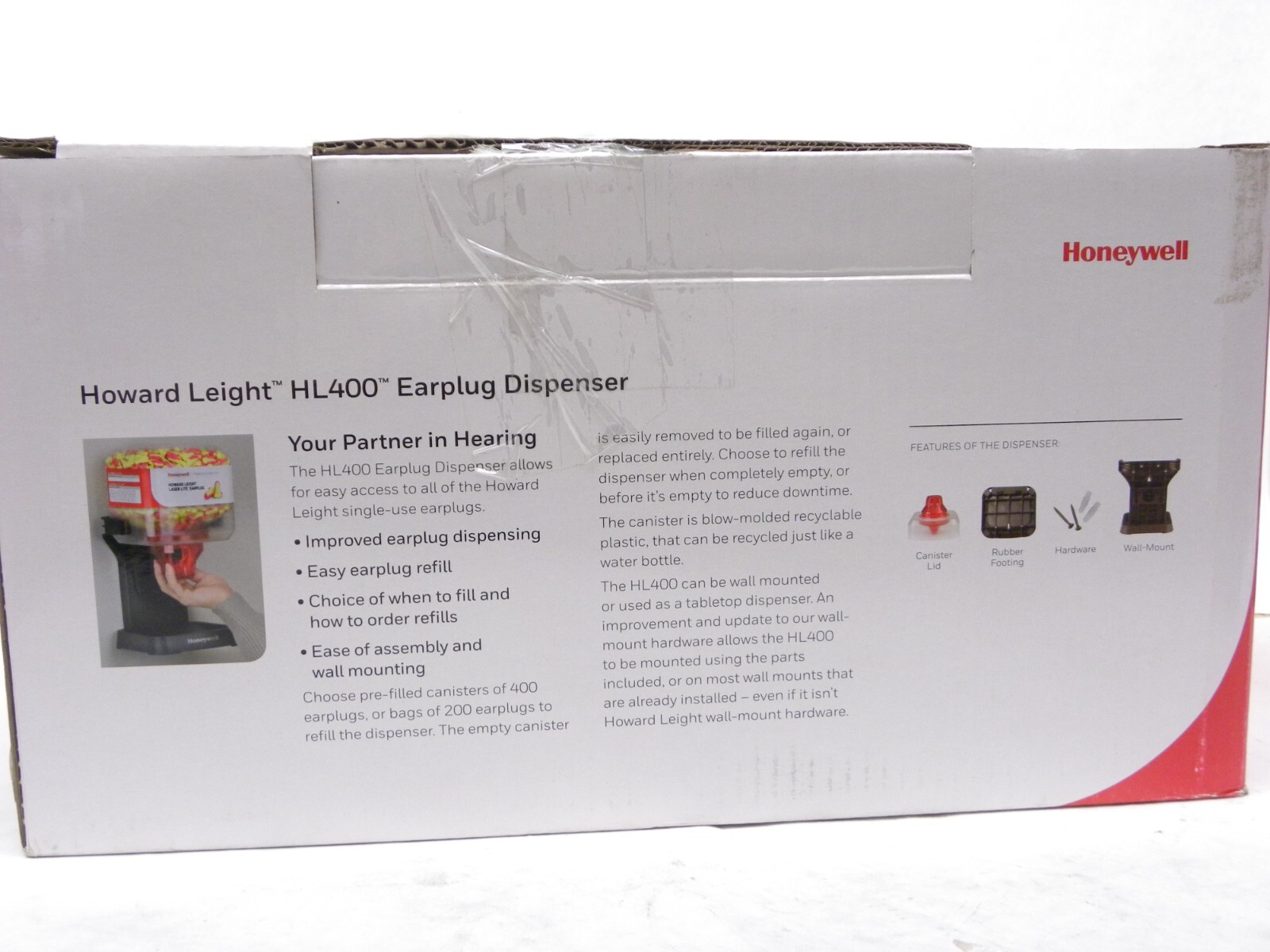 NEW IN CASE - Honeywell Howard Leight HL400-LPF Earplug Dispenser with Earplugs