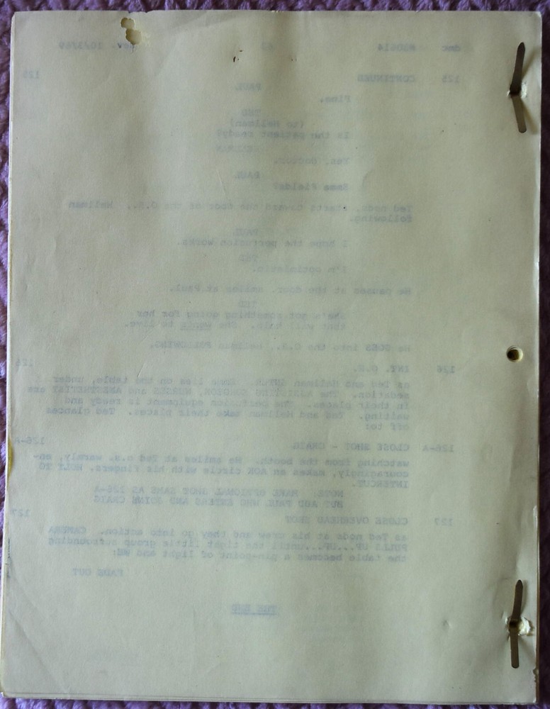 1969 The Bold Ones ( The New Doctors) Original Revised Screenplay Script