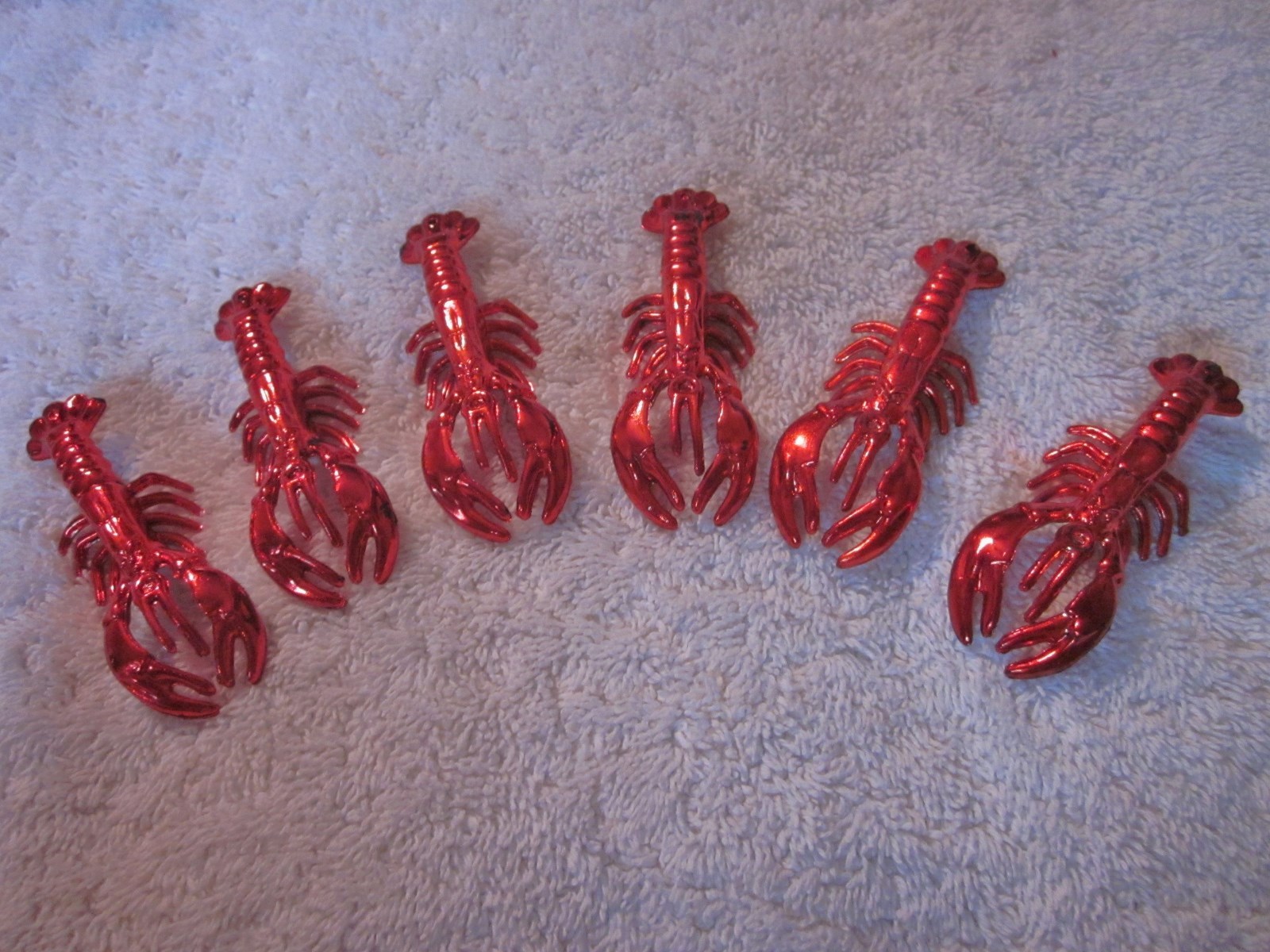 3 DOZEN (36 pieces) "RED CRAWFISH TRINKETS" 70mm - BULK CRAFTS MUDBUGS CRAYFISH
