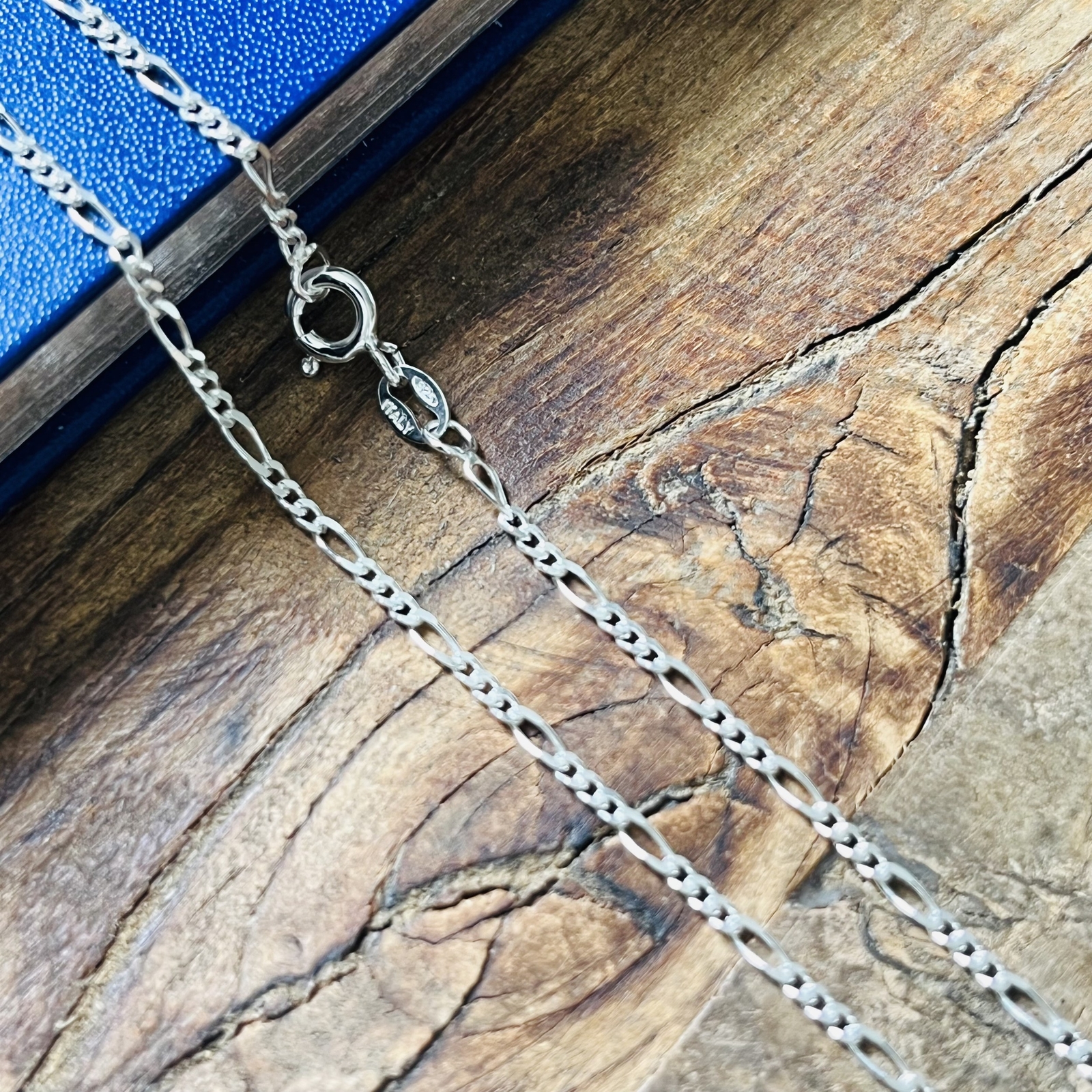 Real Sterling Silver Mens Boys Figaro Solid Chain Bracelet or Necklace 925 Italy