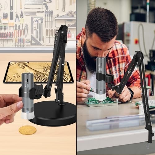 "Adjustable 21" USB Digital Microscope Stand with Table Clamp - Max Diameter 6cm