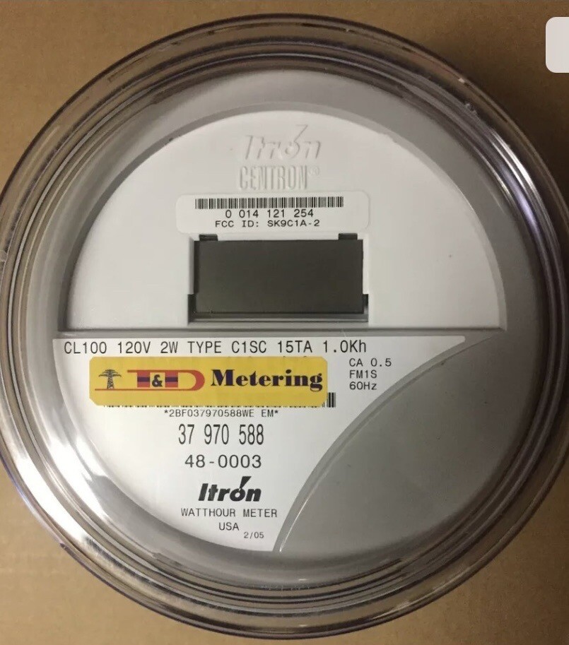 ITRON - WATTHOUR METER (KWH) C1S/C1SC/C1SR - 120 VOLTS, FM1S, 100 AMPS, 4 LUGS