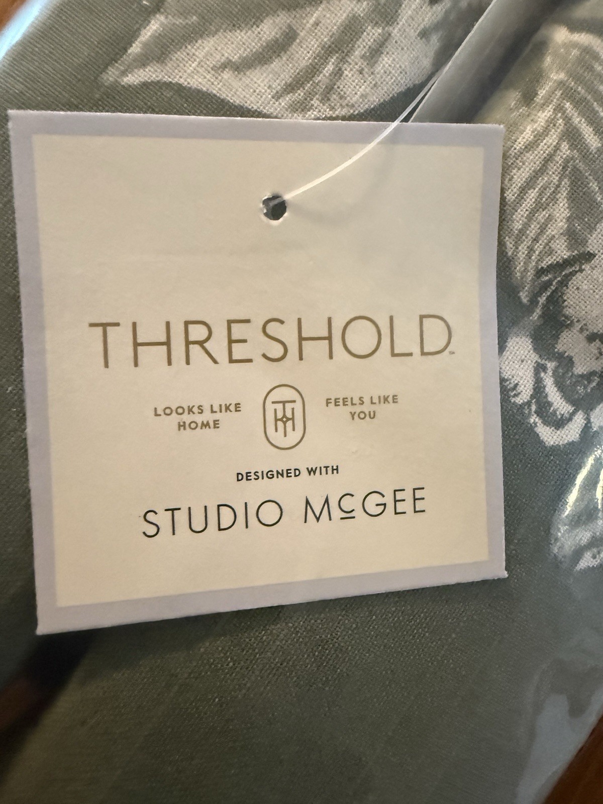 Threshold 72" x 14" Cotton Floral Table Runner Olive Green- New