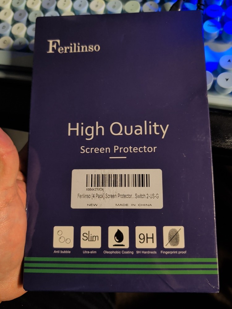 2 xFerilinso Zero Bubble 4Pack Tempered Glass Screen Protector Nintendo switch 2